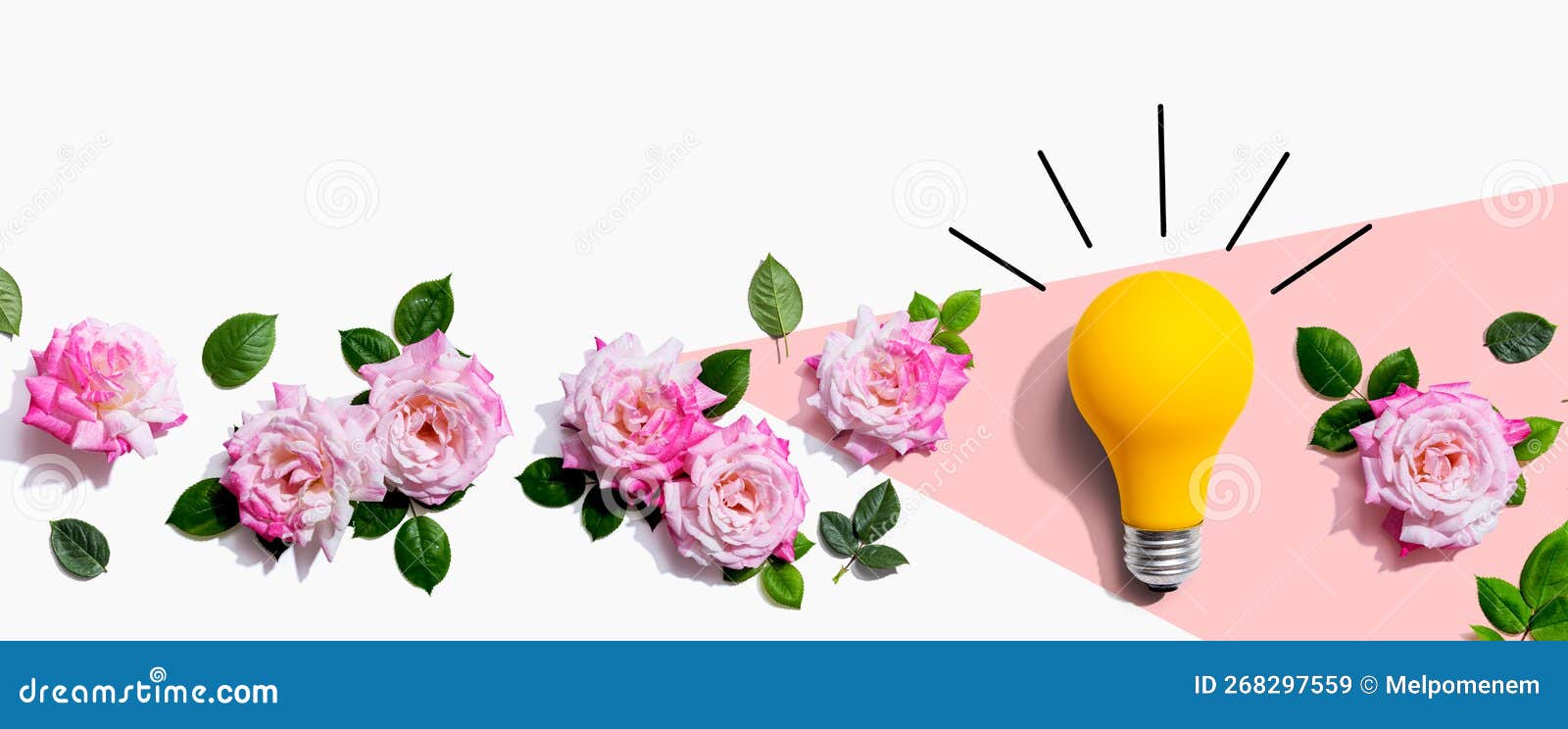 Light bulb with pink roses stock image. Image of business 268297559