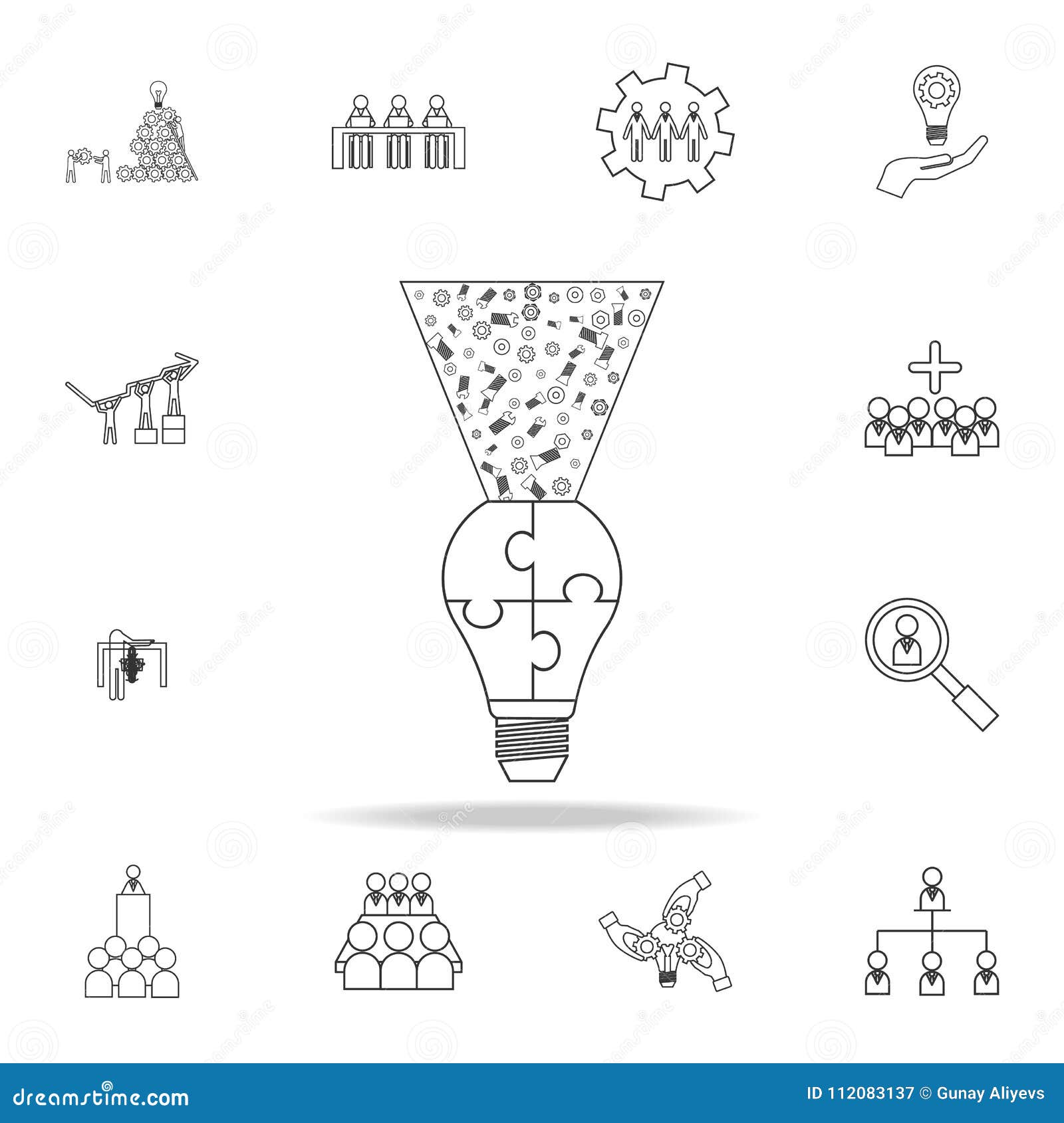 light bulb puzzle, idea ligh logo icon. detailed set of team work outline icons. premium quality graphic  icon. one of the c