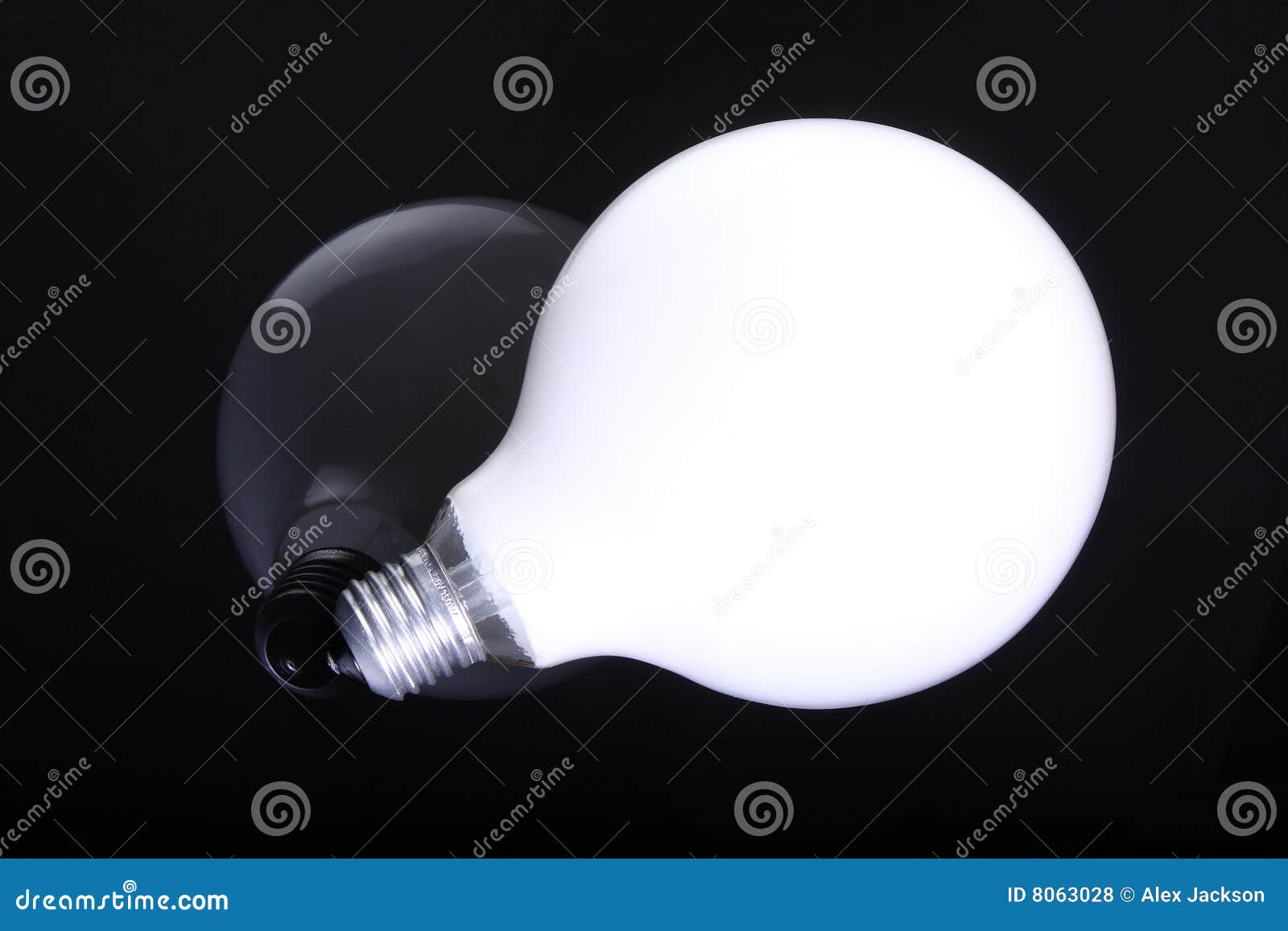 Light Bulb With Reflection On Black Background Stock Photo Image of
