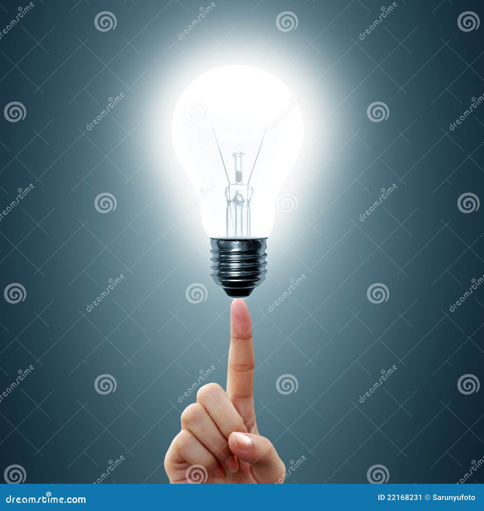 Light Bulb on Womens Fingertips. Stock Image Image of energy