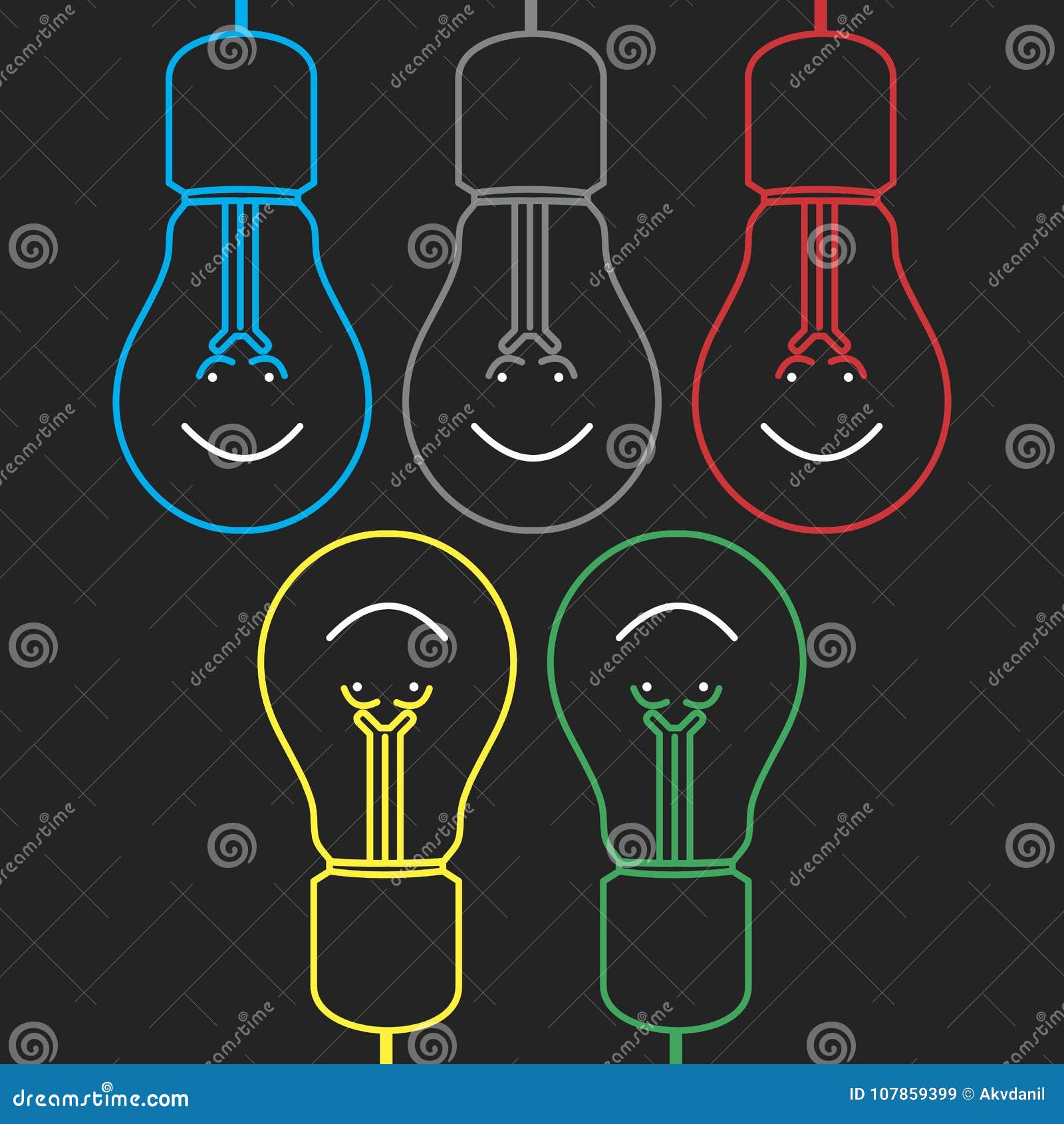 Light Bulb Rings Light Bulbs stock vector. Illustration of people, olympic - 107859399