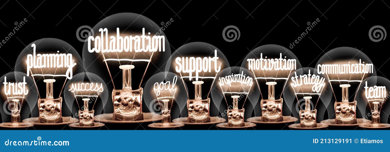light bulbs with collaboration concept
