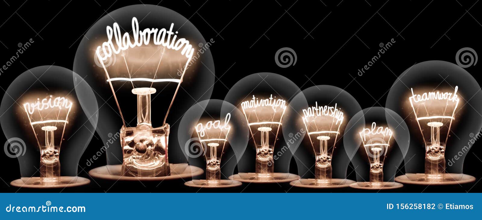 light bulbs with collaboration concept