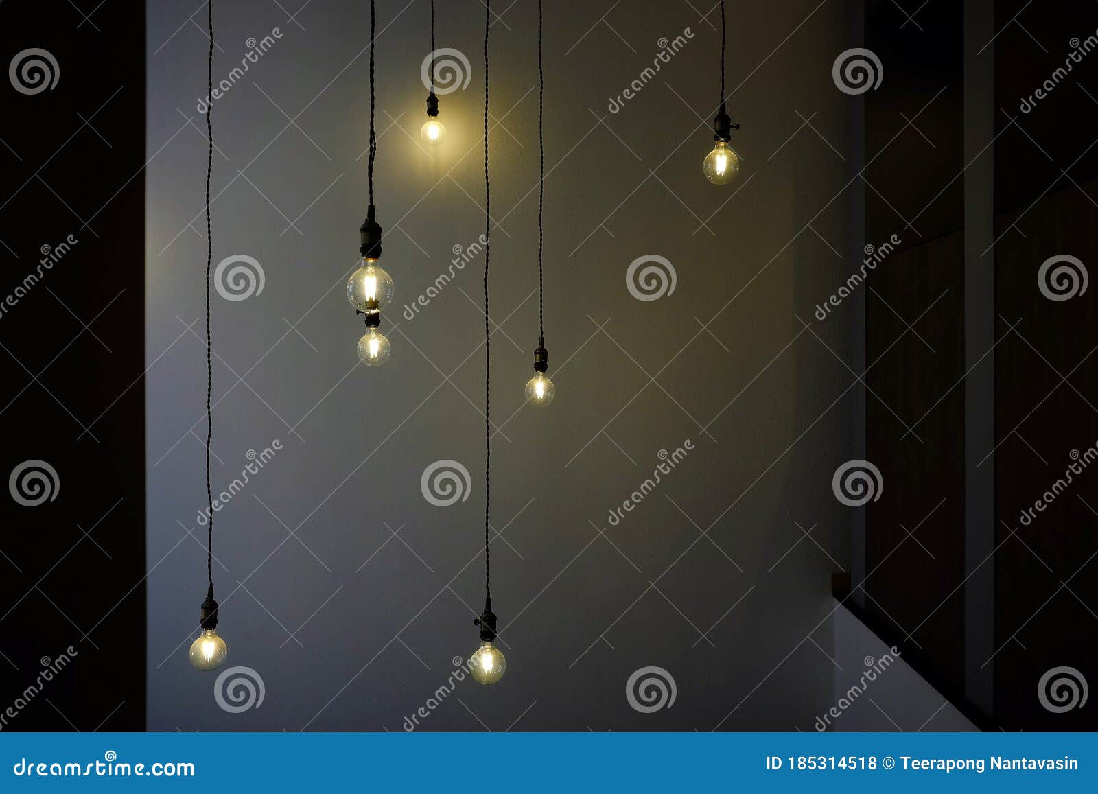 Light Bulbs Hanging from Ceiling. Stock Photo Image of creative