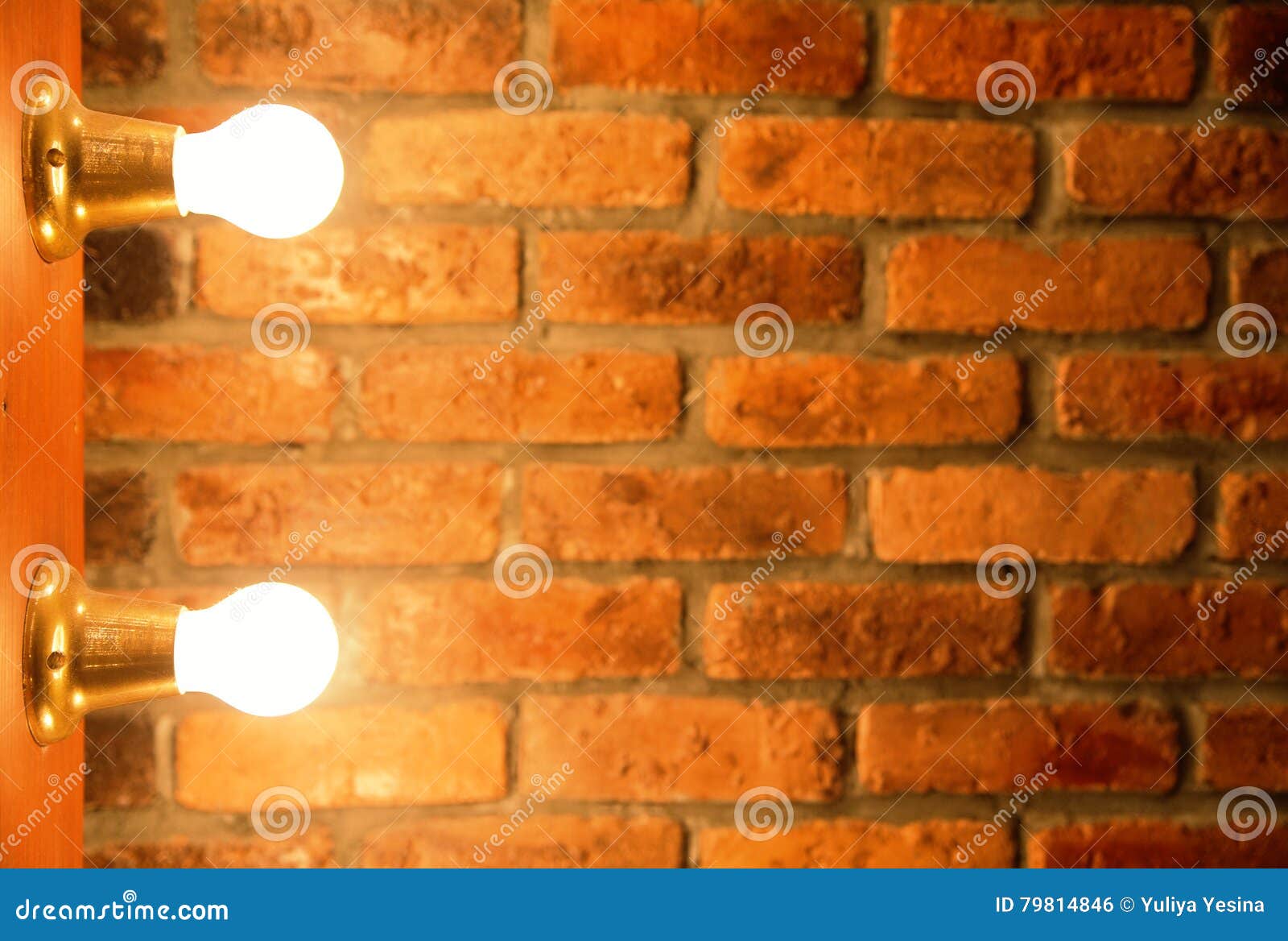 Light Bulbs Over Brick Wall Texture Stock Photo Image of party