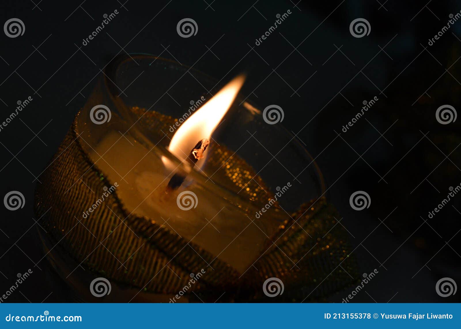 The Light of Candle Illuminate the Dark Stock Photo Image of glass