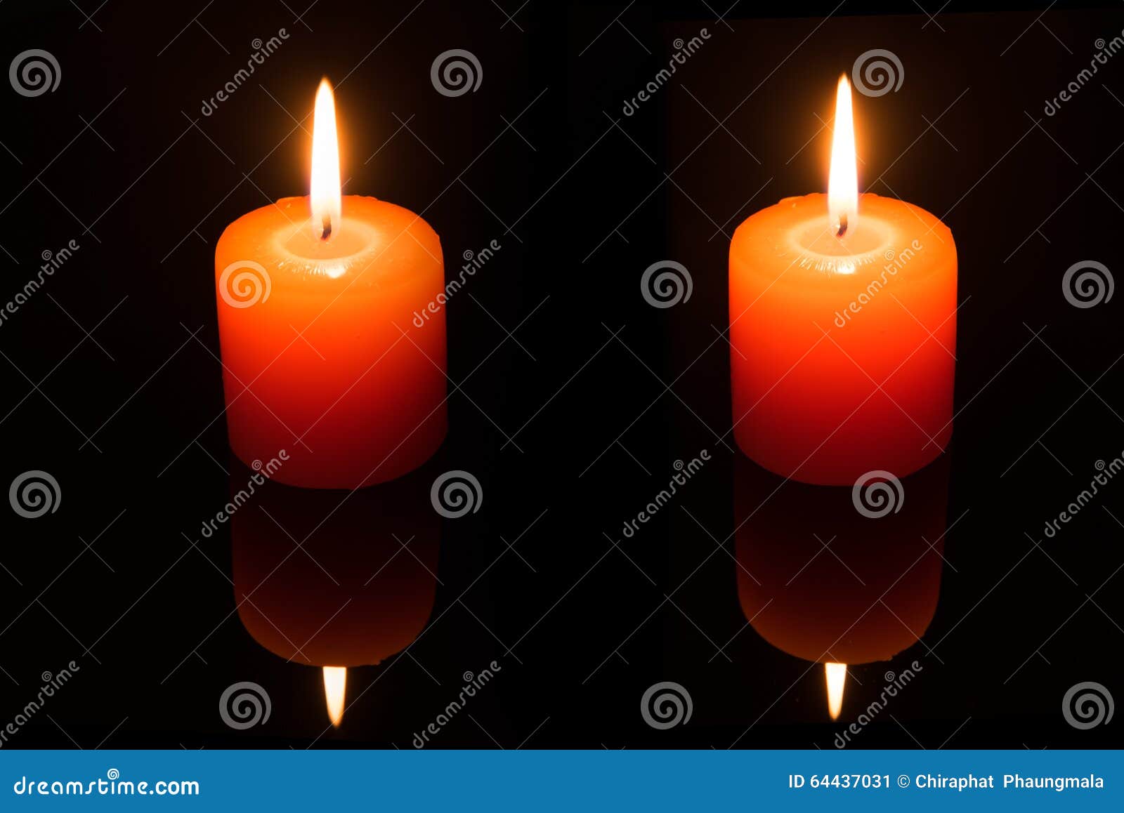 Light Couple Candle on Black Background Stock Image - Image of holiday