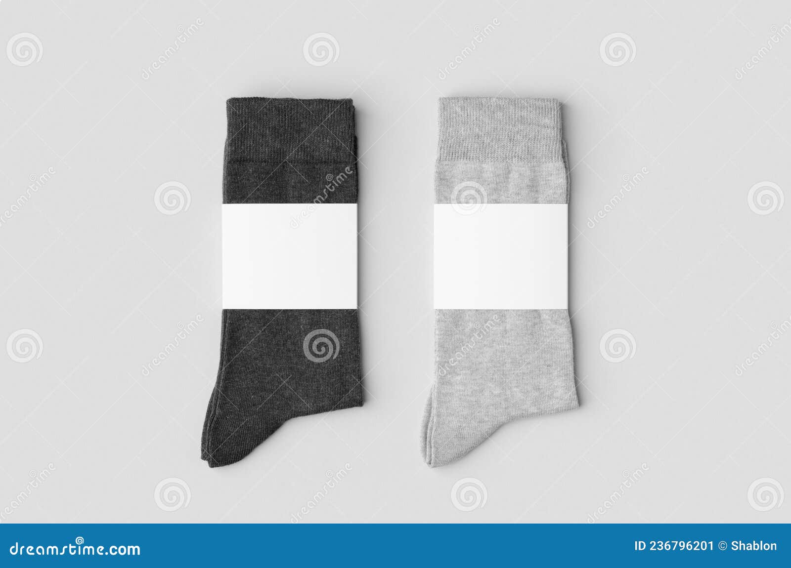 Light and Dark Grey Socks Mockup with Blank Label Stock Image - Image ...