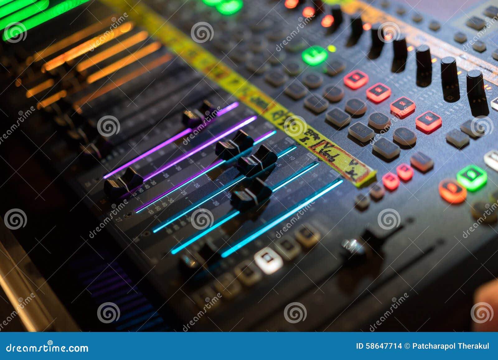light of digital audio mixer fader