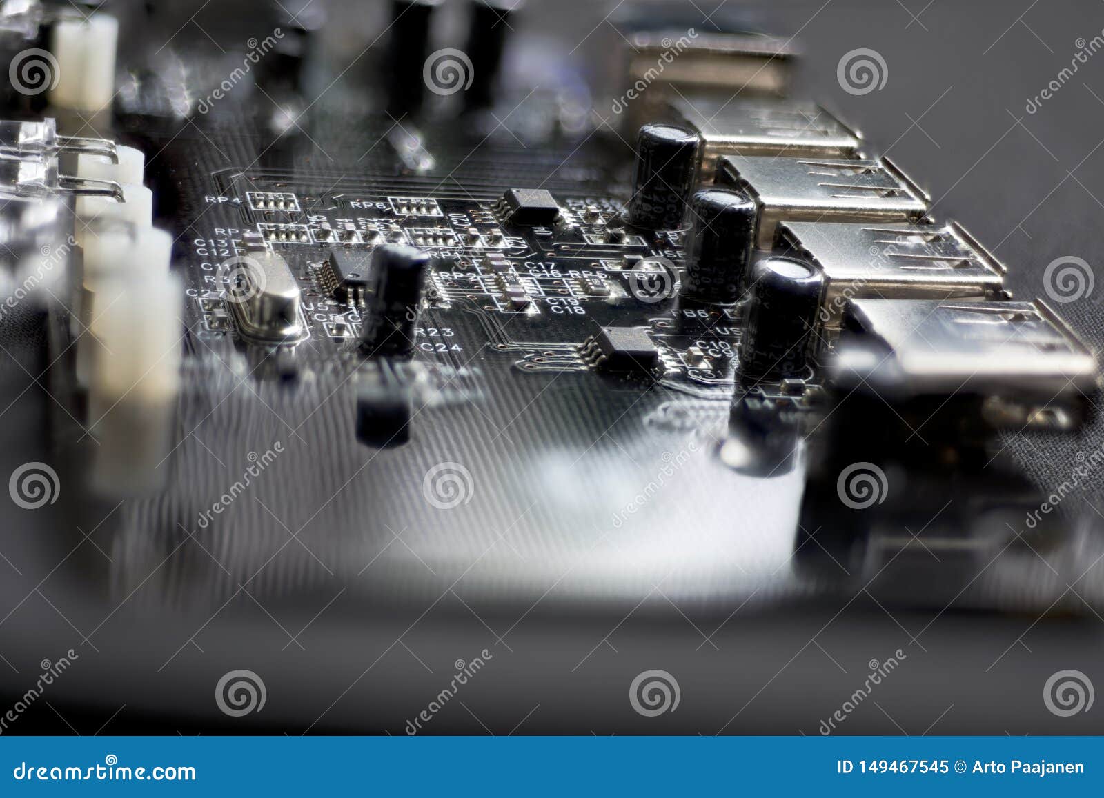 Light Emitted Diodes in Printed Circuit Board. Stock Image Image of