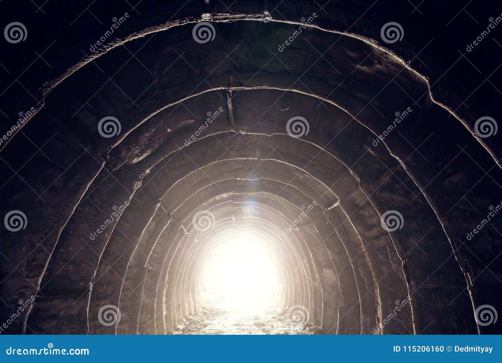 Light in End of Tunnel, Underground Corridor with Exit, Escape To