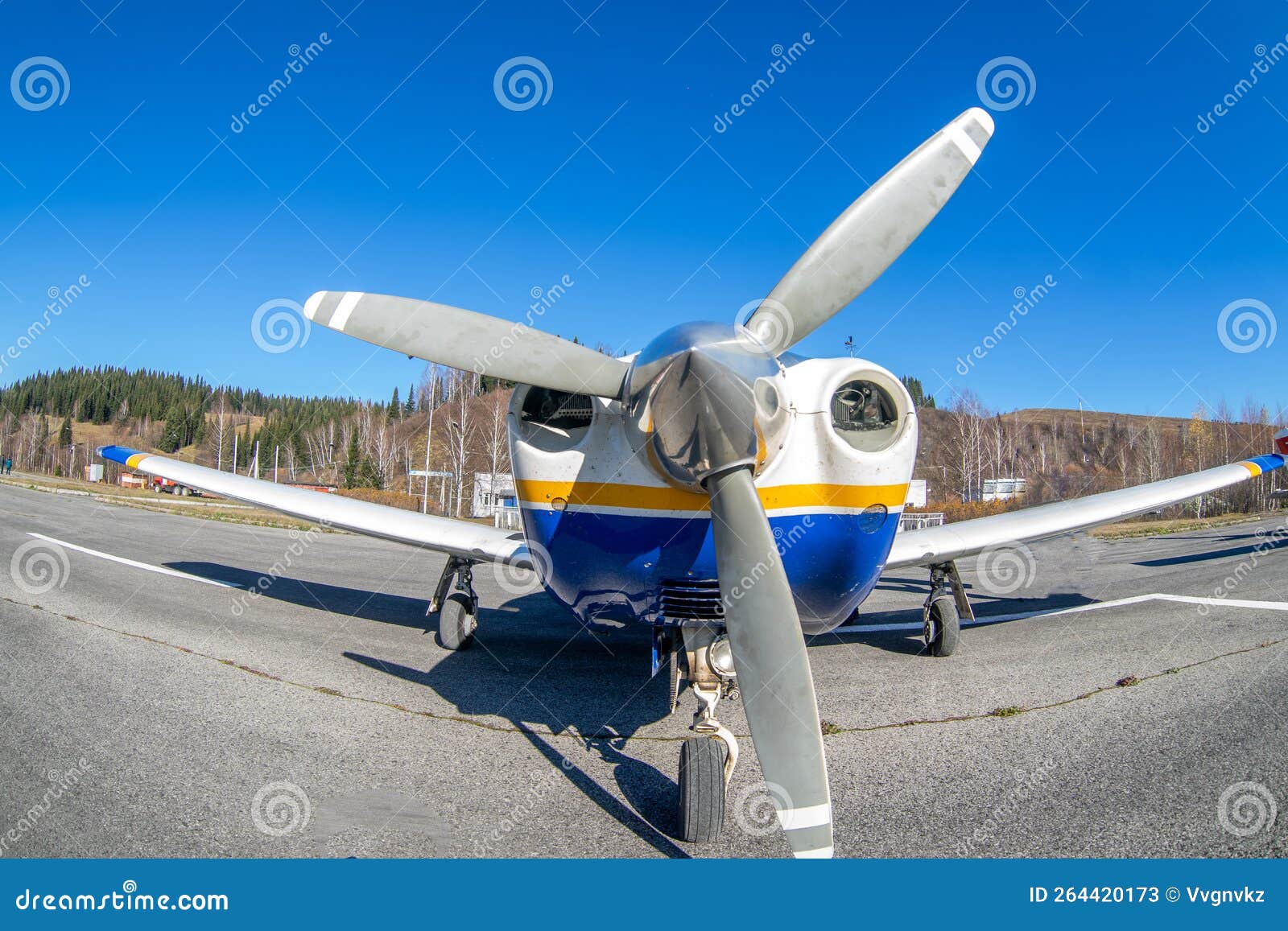 Lightengine Propeller Aircraft Front View Stock Image Image of
