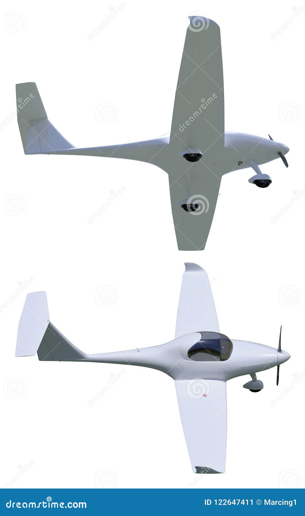 Light General Aviation Aircraft 3d Model Stock Illustration