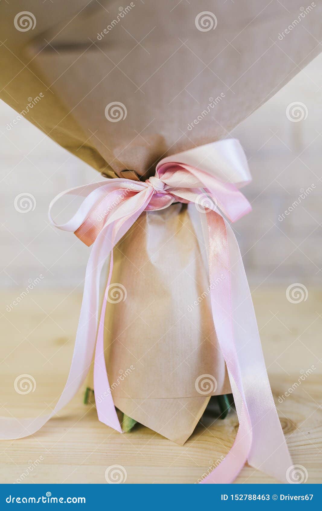 Light Gift Wrapping with Bouquet Ribbon Close Up Stock Image Image of flower, magnificent