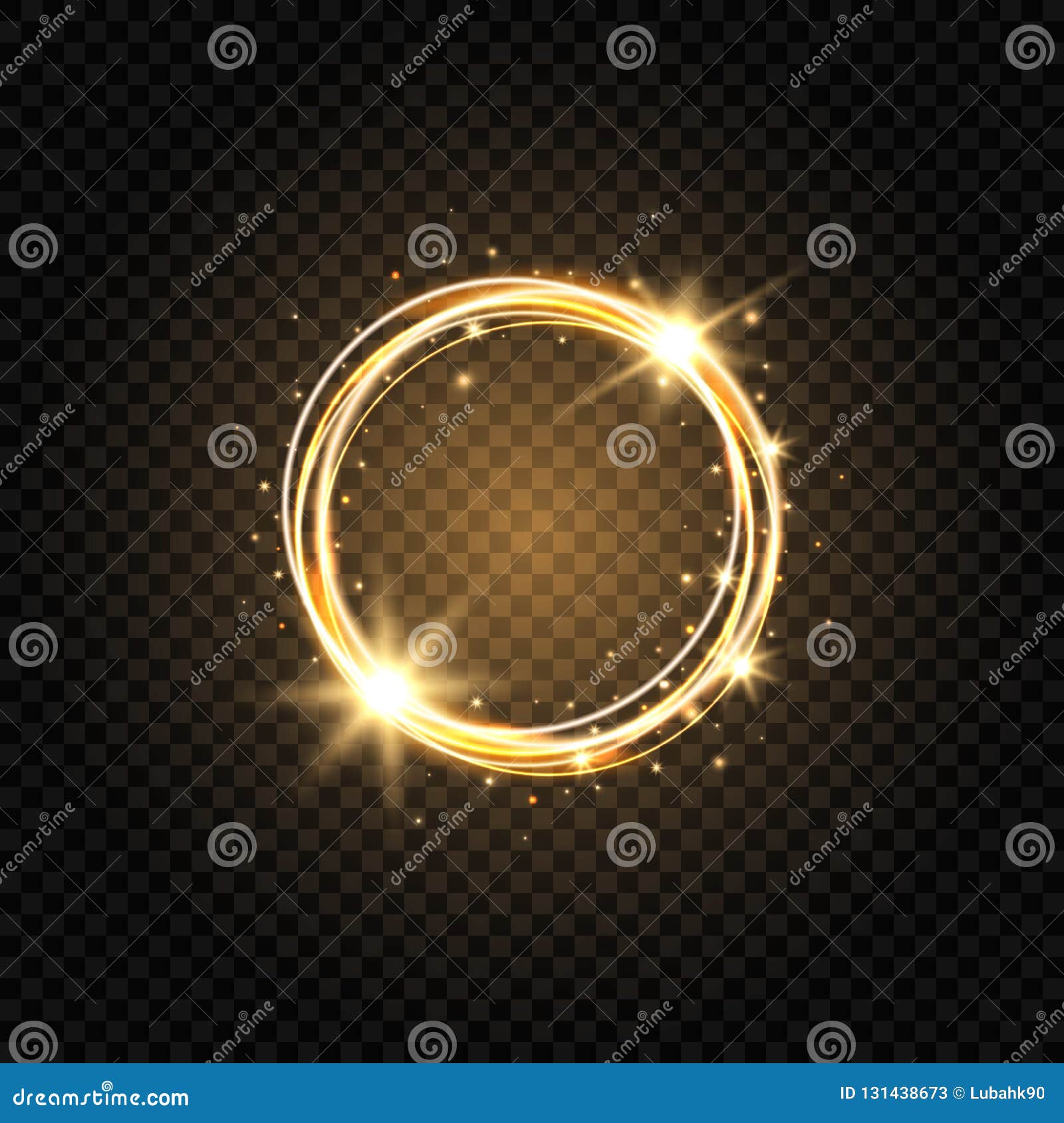 Light Golden Circle Banner. Abstract Light Background. Glowing Gold Circle  Frame with Sparkles and Stars Stock Vector - Illustration of light, fire:  131438673