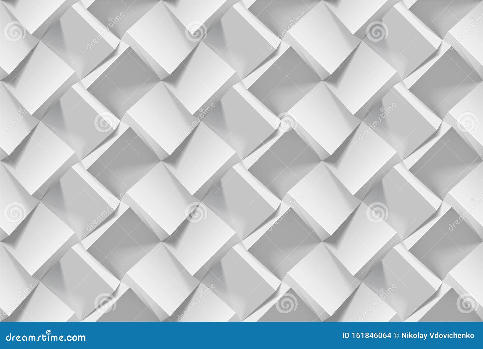 light gray abstract seamless geometric pattern. realistic 3d cubes from white paper.  template for wallpapers