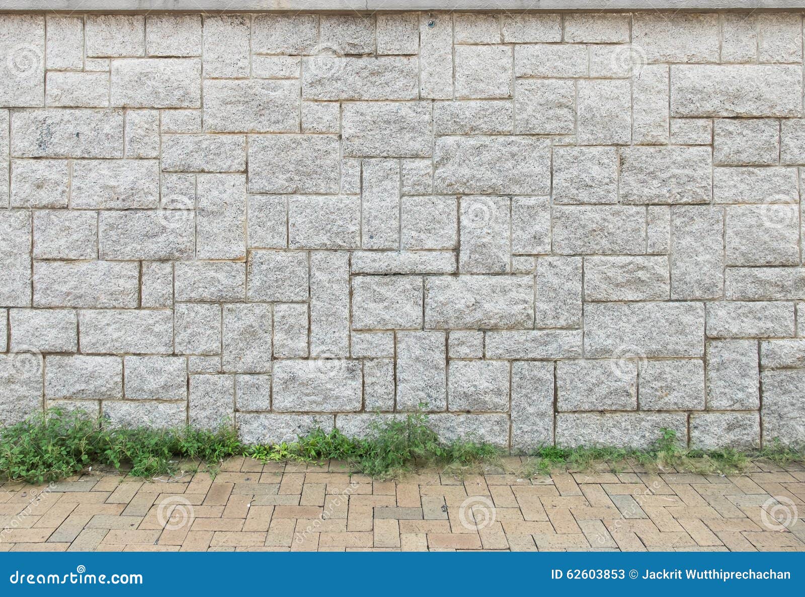 Light Gray Stone Wall Background Texture with Brown Stone Ground and