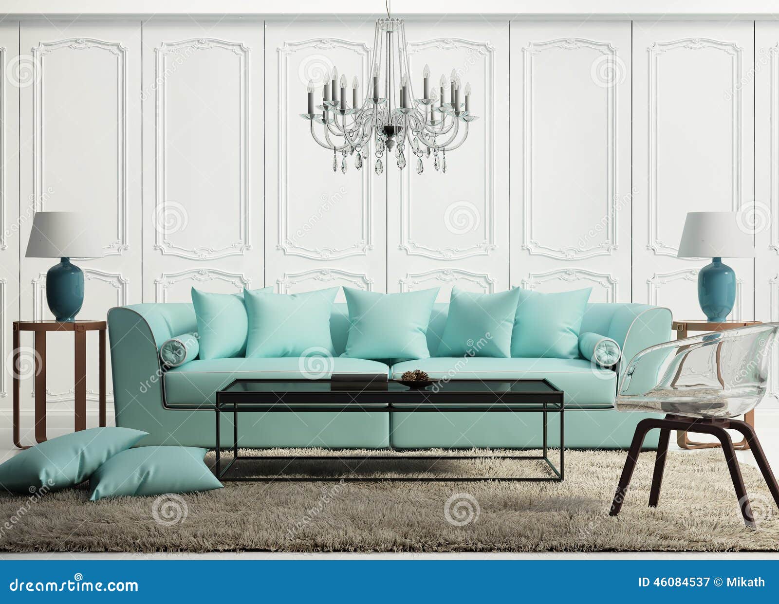 Light Green Elegant Baroque Living Room Stock Photo Image 46084537