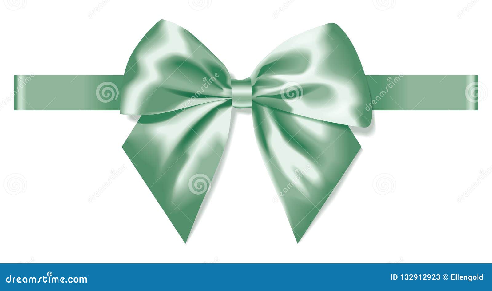Light Green Bow and Ribbon Isolated on White Background Stock
