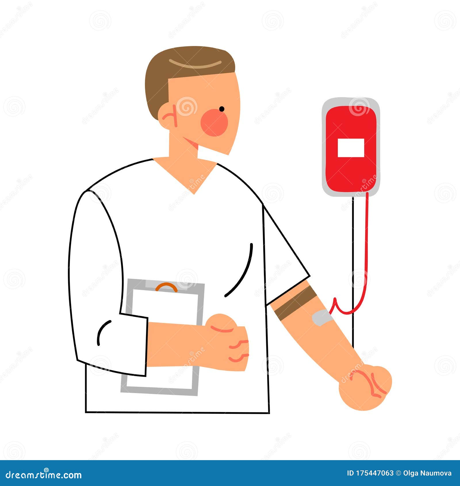 Blood Donor and Transfusion Male Character Standing with Donating Bag.  Vector Illustration in Flat Cartoon Style. Stock Vector - Illustration of  attention, injecting: 175447063