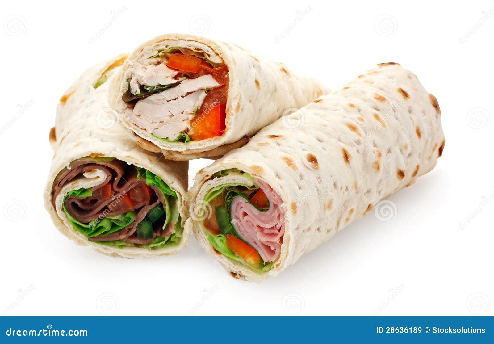 Light lunch sliced wraps stock image. Image of bread 28636189