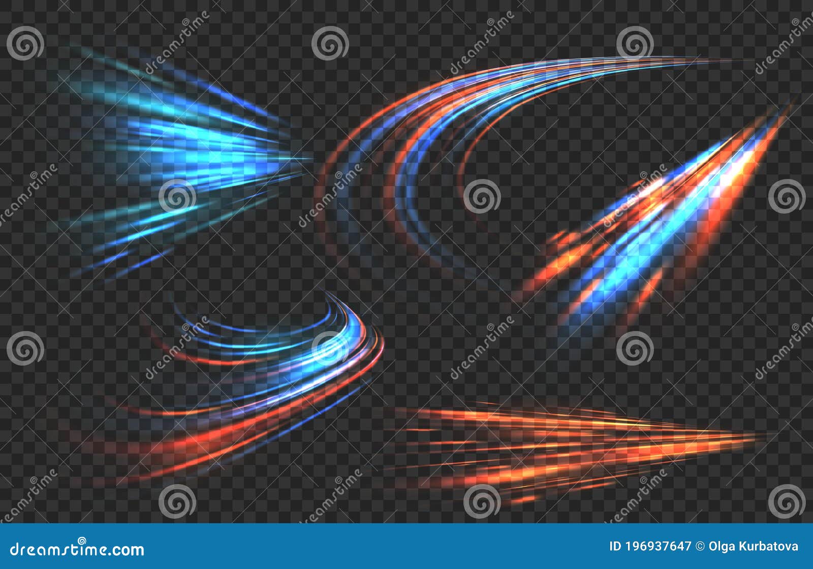 light motion trails. high speed effect motion blur night lights in blue and red colors, abstract flash perspective road