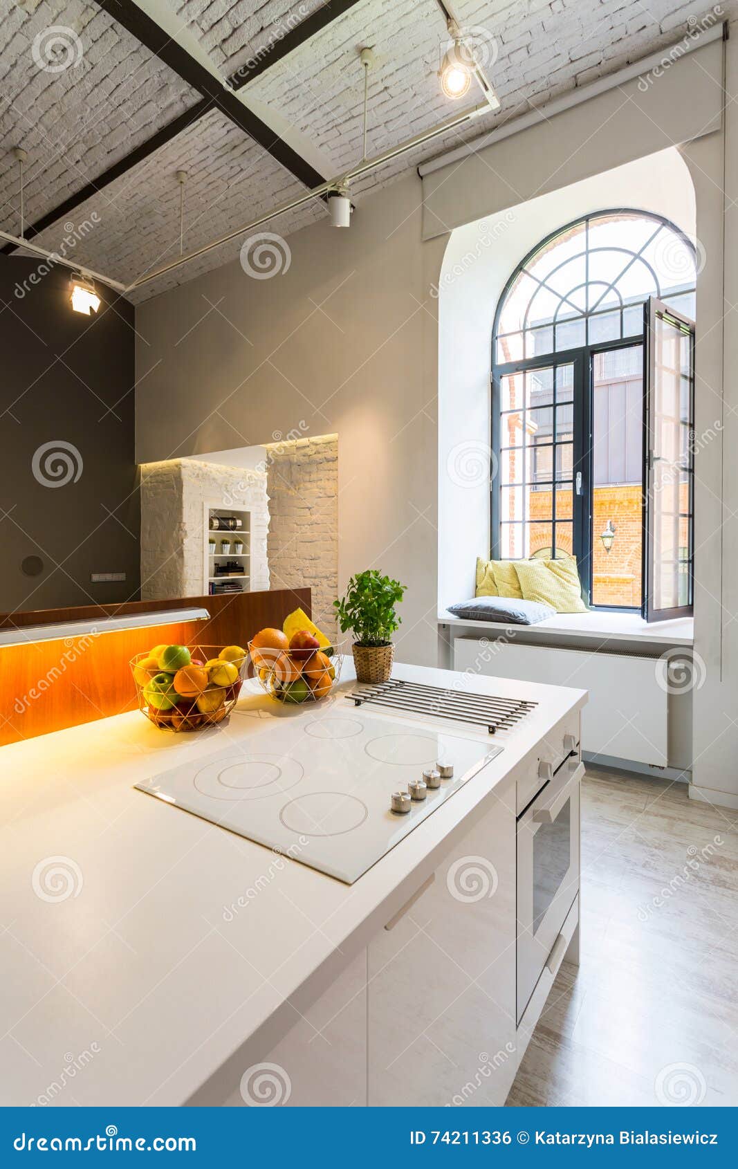Light Open Kitchen With Industrial Look Stock Photo Image Of