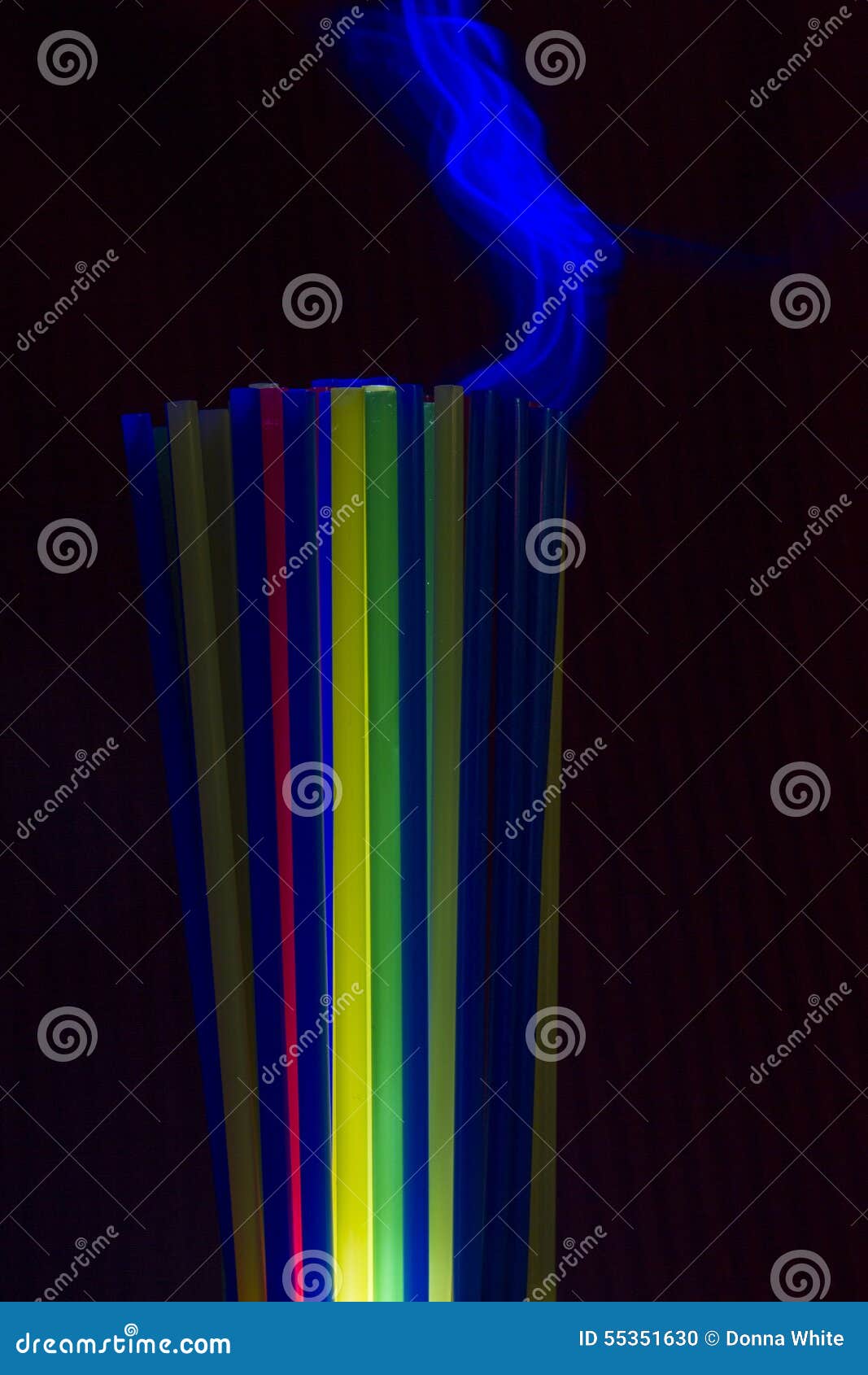Light Painting with Blue Smoke and Straws Stock Photo Image of dark