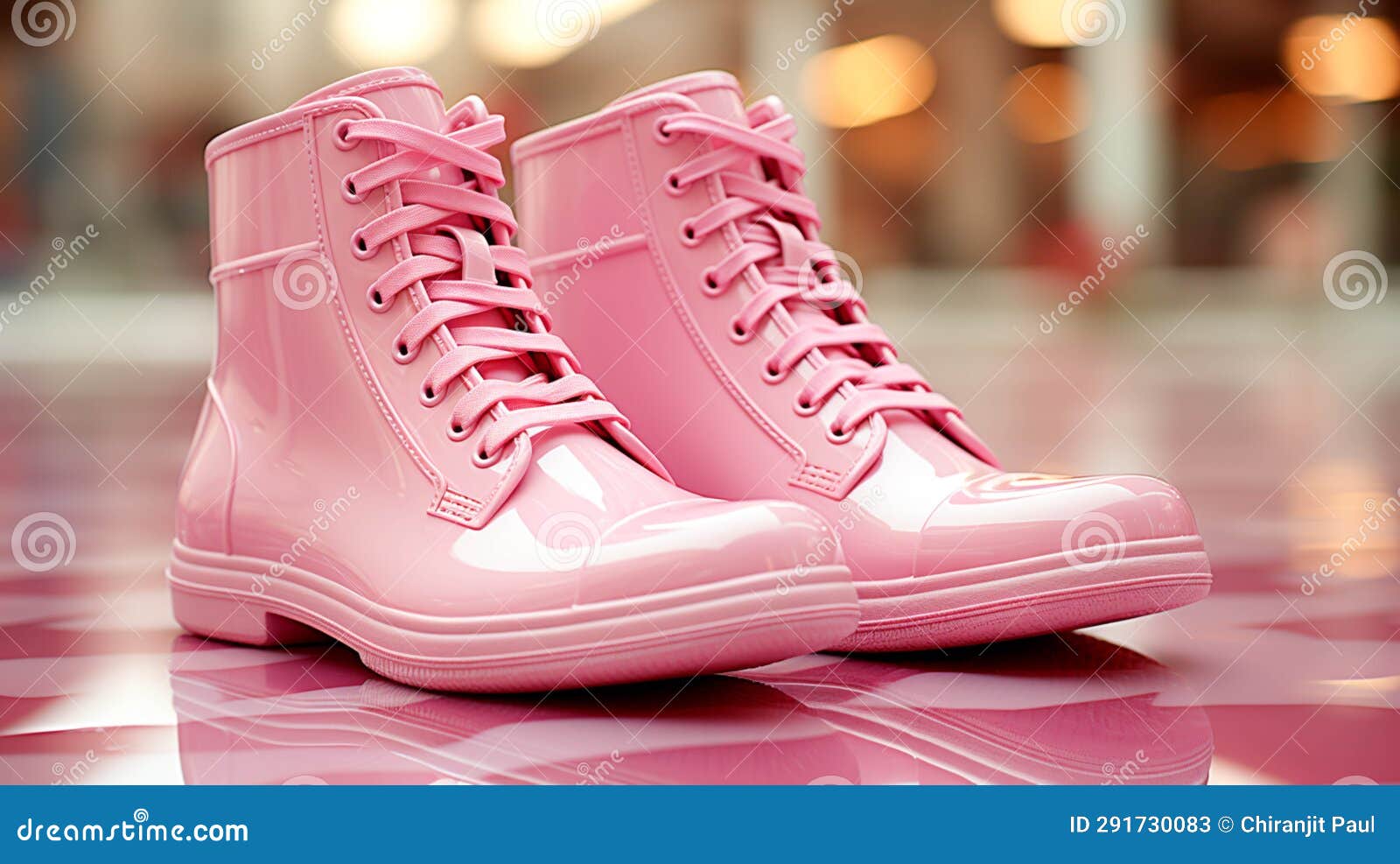Light Pink Galoshes on a Pink Background Stock Image Image of
