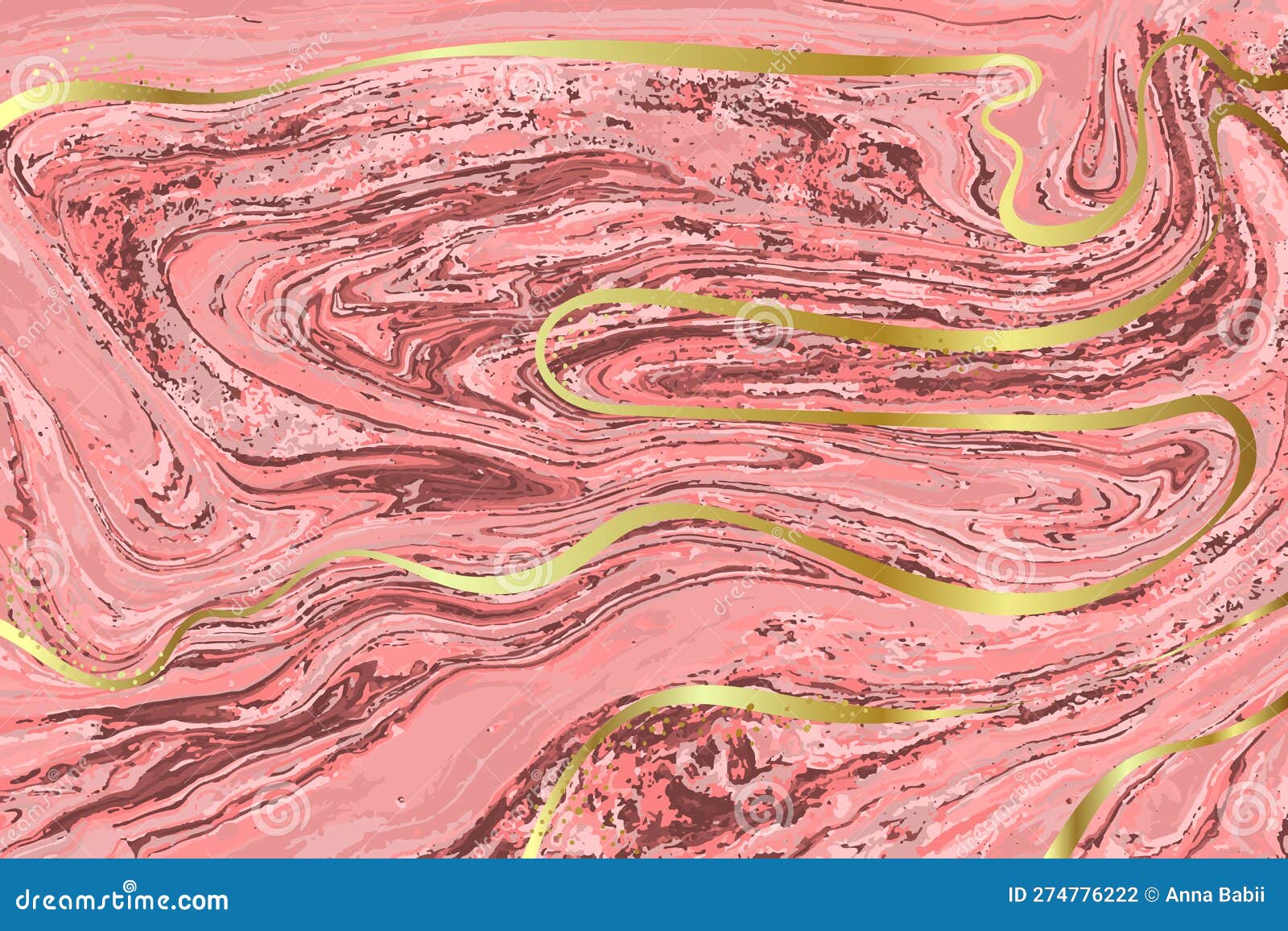 Light Pink and Gold Marble Vector Background Stock Vector