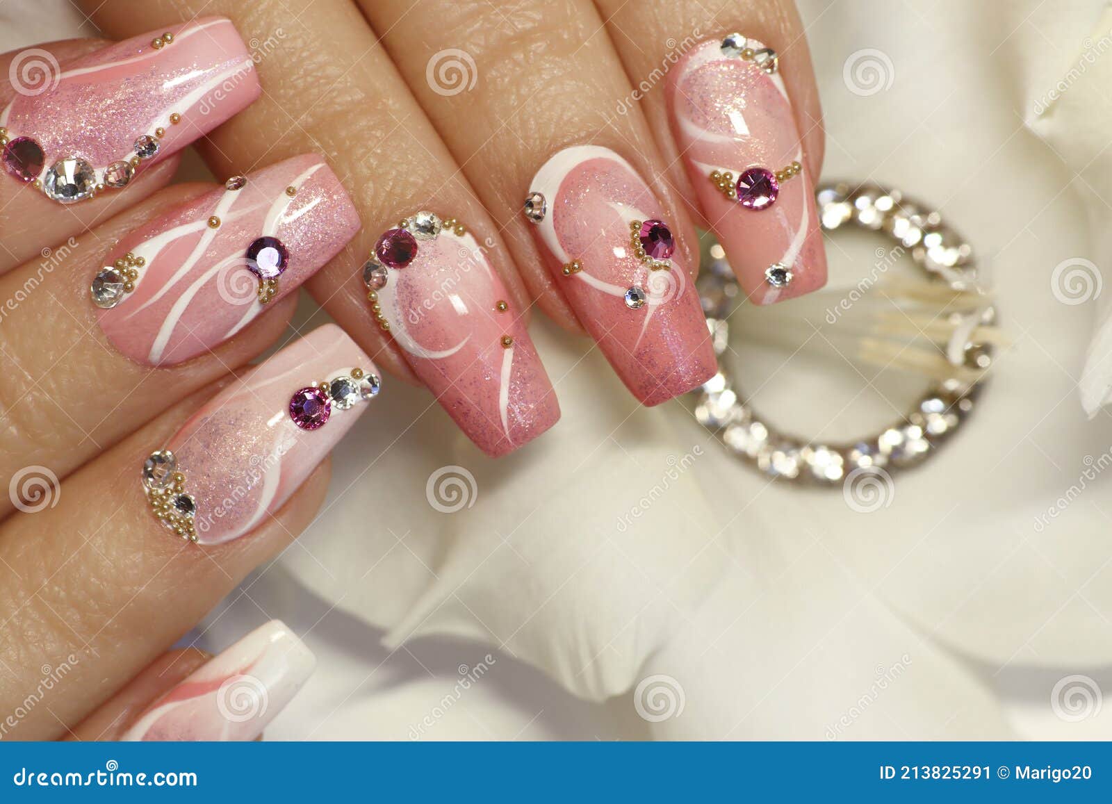 nail designs with glitter and rhinestones