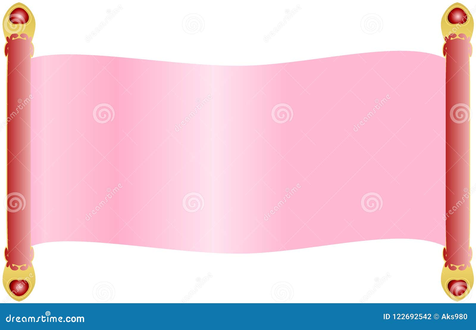 Light Pink Scroll Paper with Red Dowels Handles Decorated with Golden