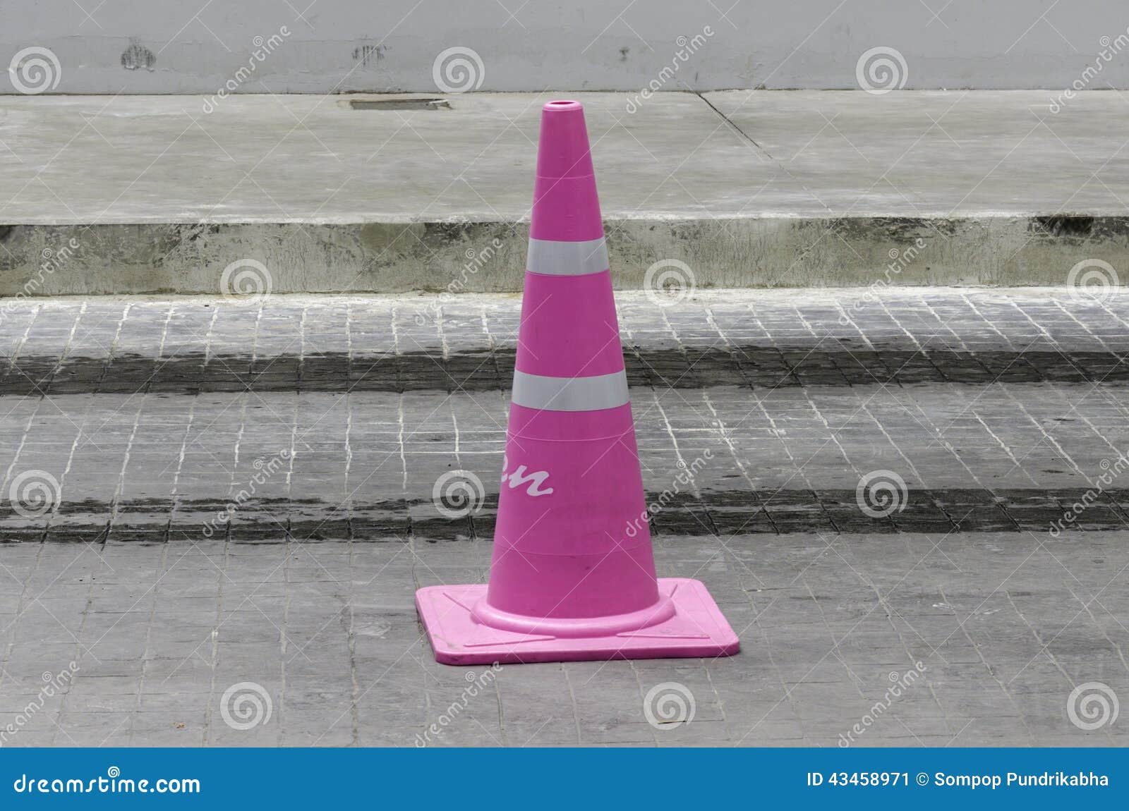 Light Pink Traffic Cone in the Road Stock Image Image of roadway