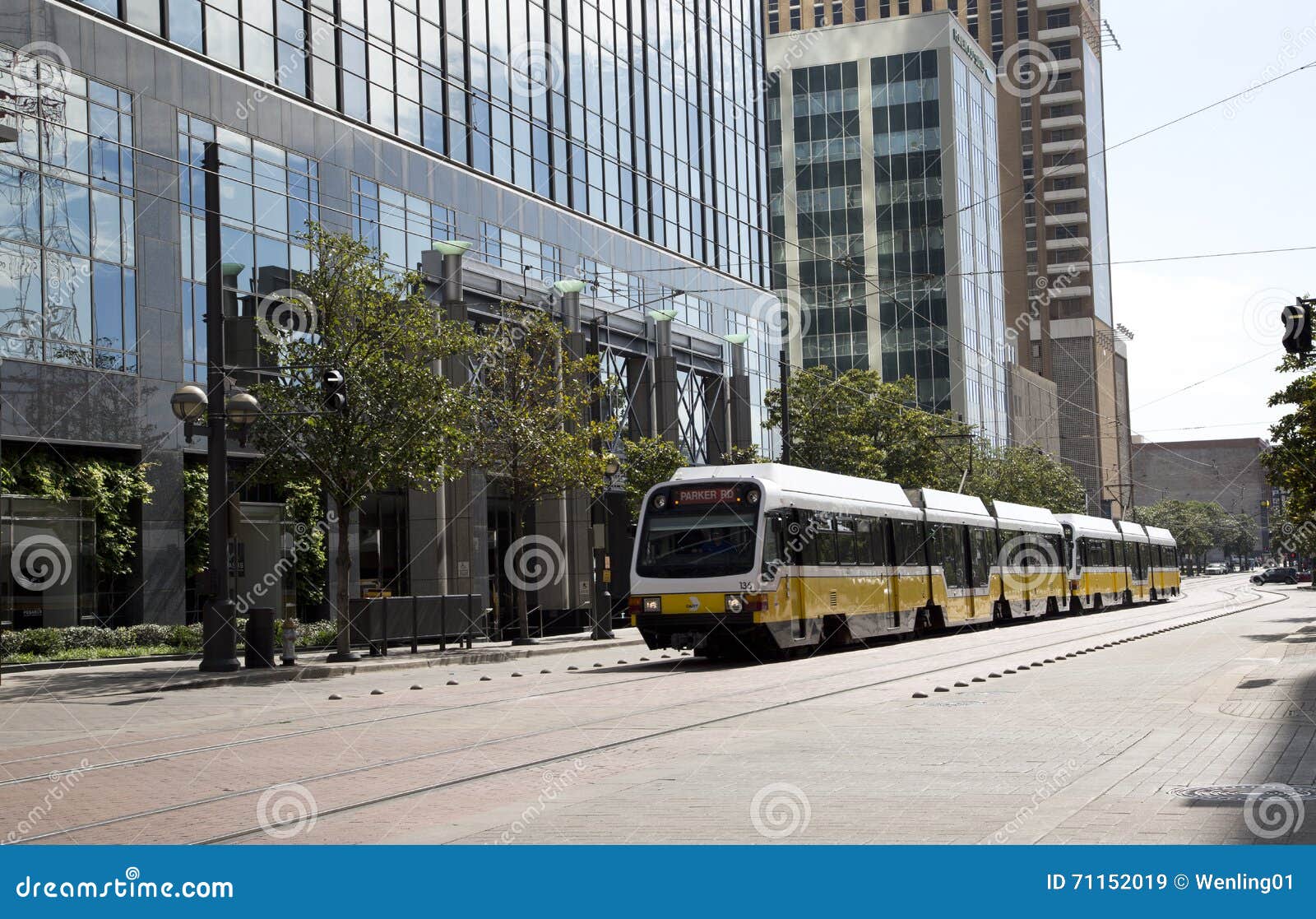 Light Rail Train on Downtown Dallas Editorial Stock Image Image of