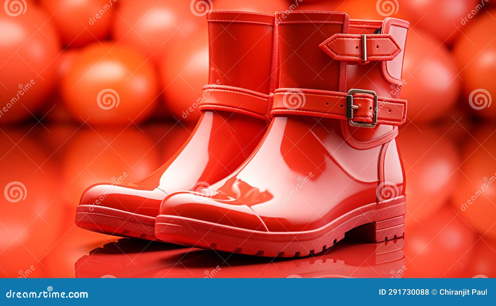 Light Red Galoshes on a Red Background Stock Photo Image of weather