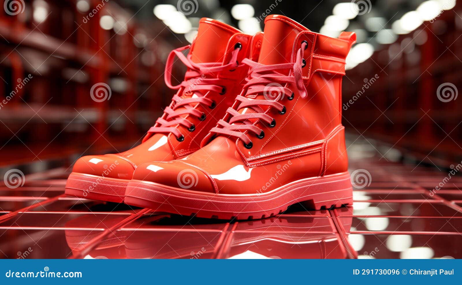 Light Red Galoshes on a Red Background Stock Photo Image of lined