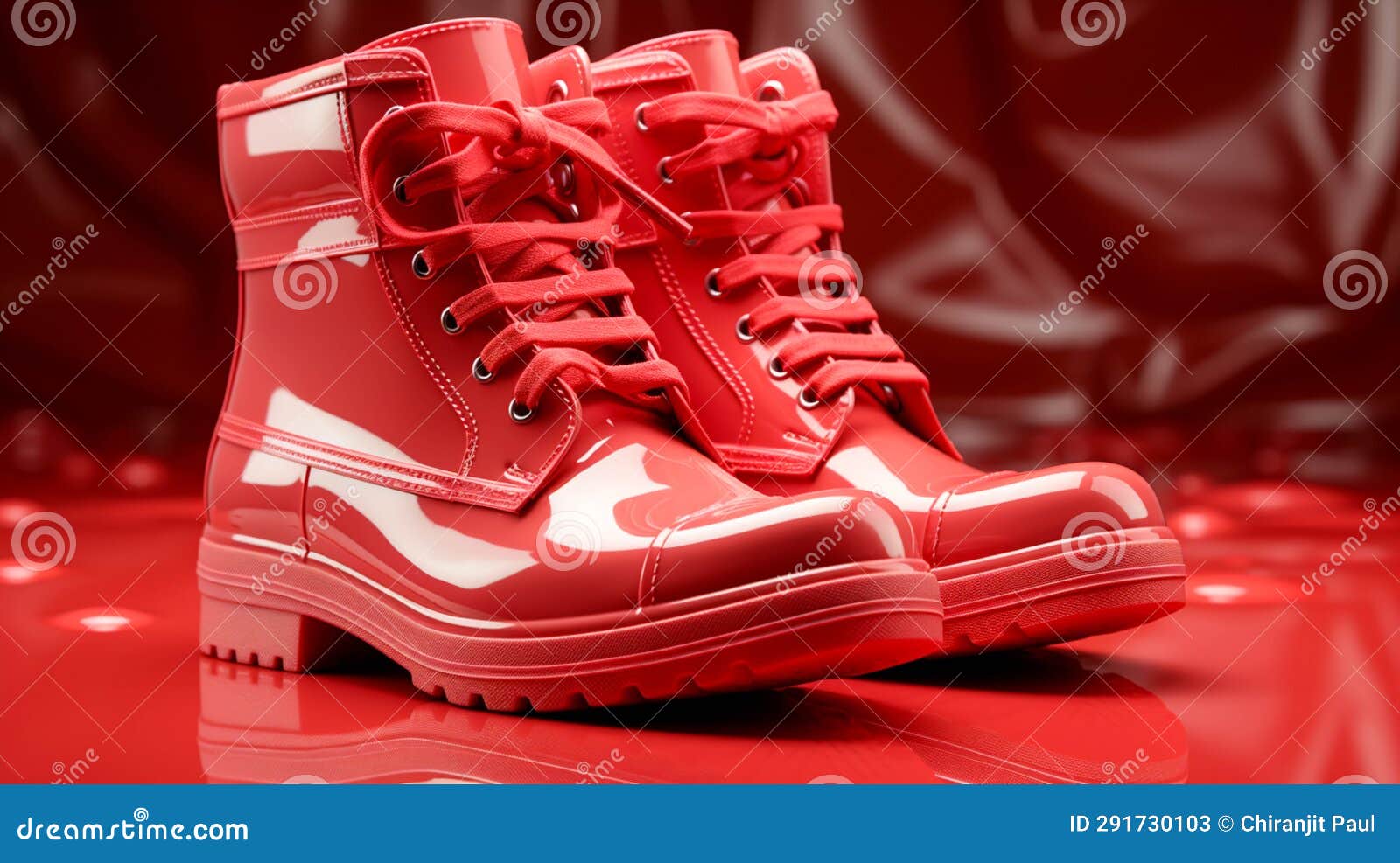 Light Red Galoshes on a Red Background Stock Image Image of standing