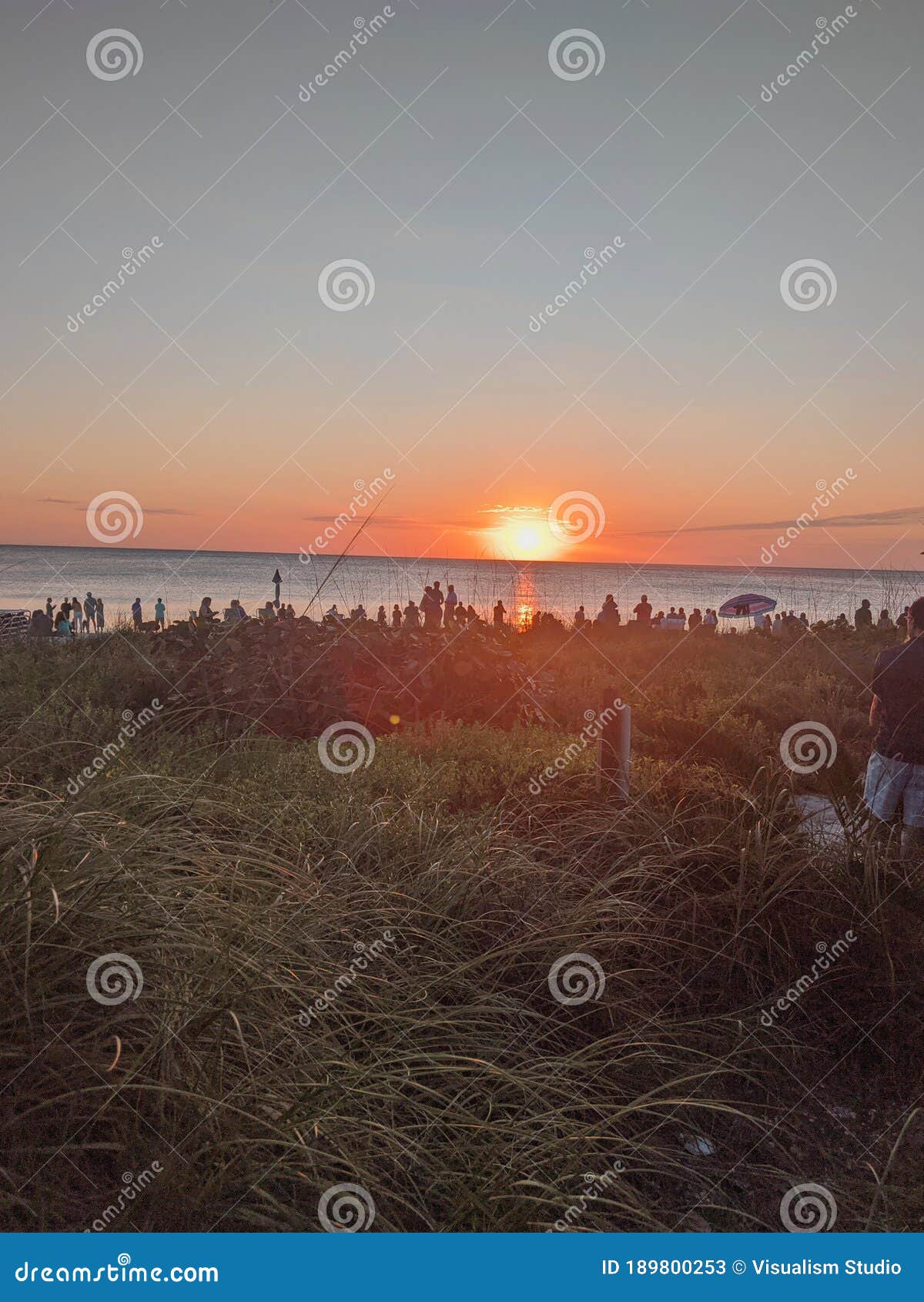 Light Red Sunset Beautiful View Panorama Home Blue Sea With Red Cloud