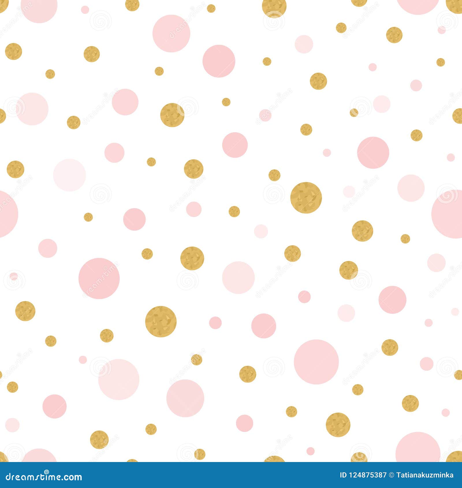 Vector Seamless Pattern Gold Pink Polka Dot for Christmas Backgound or