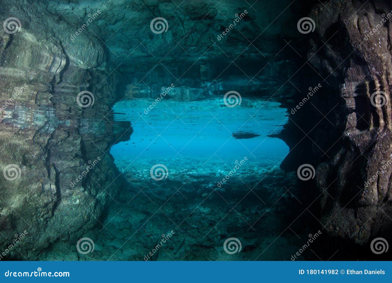 Light Seeps into Shallow Underwater Cavern Stock Photo Image of cave