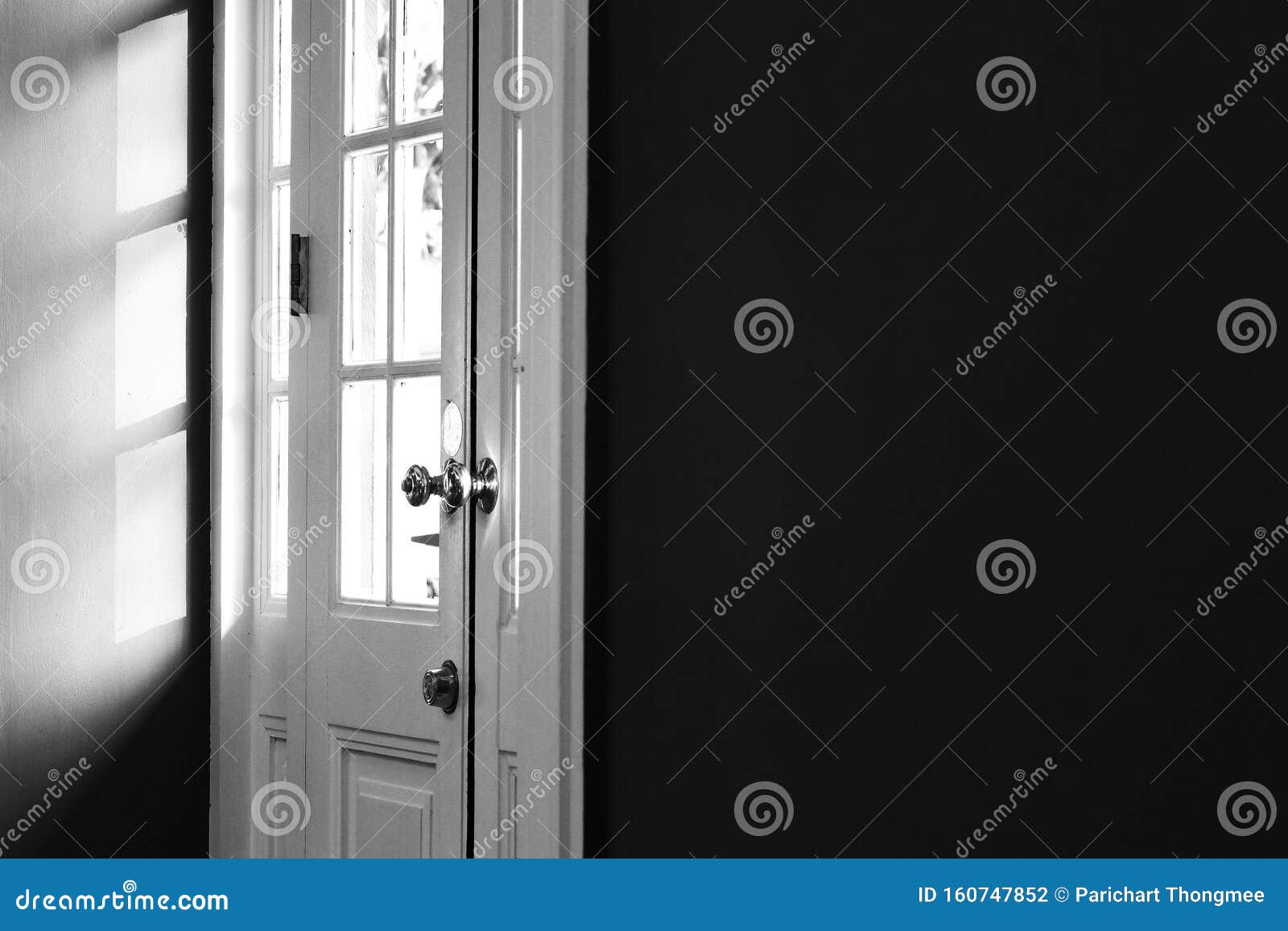 Light And Shadow Abstract Sun Shaded White Wooden Door Frame