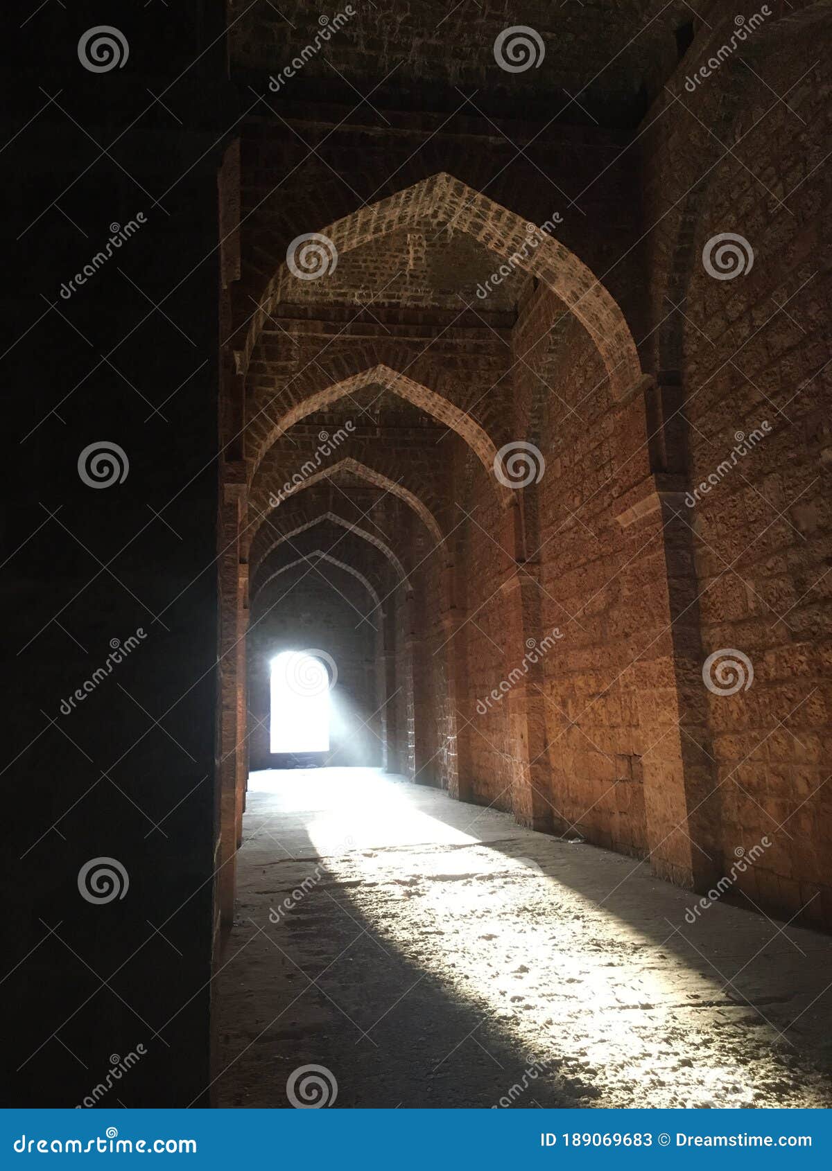 A Light & Shadow Game in Historical Arcade. Stock Image Image of fort