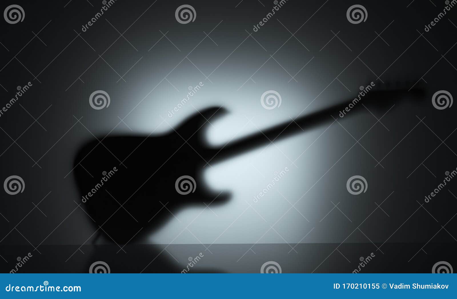 Light and Shadow of Guitar in the Darkness. 3D Rendering Stock Image