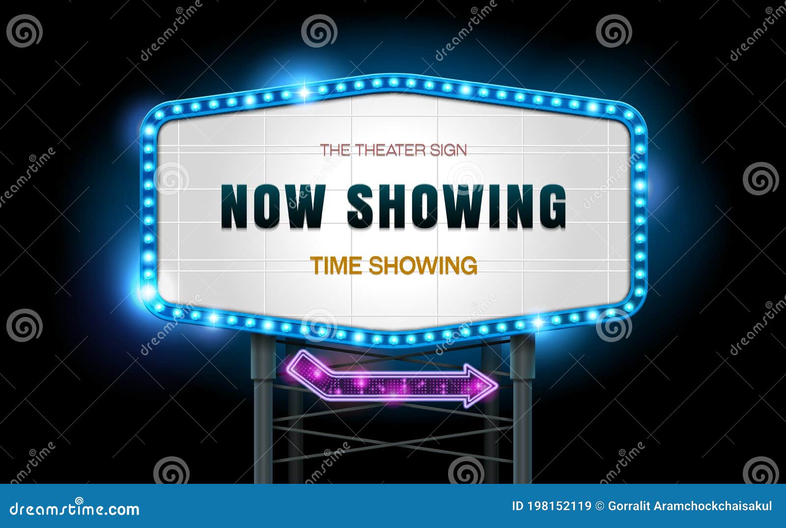 Light Sign Billboard Cinema Theater Stock Vector Illustration Of Neon