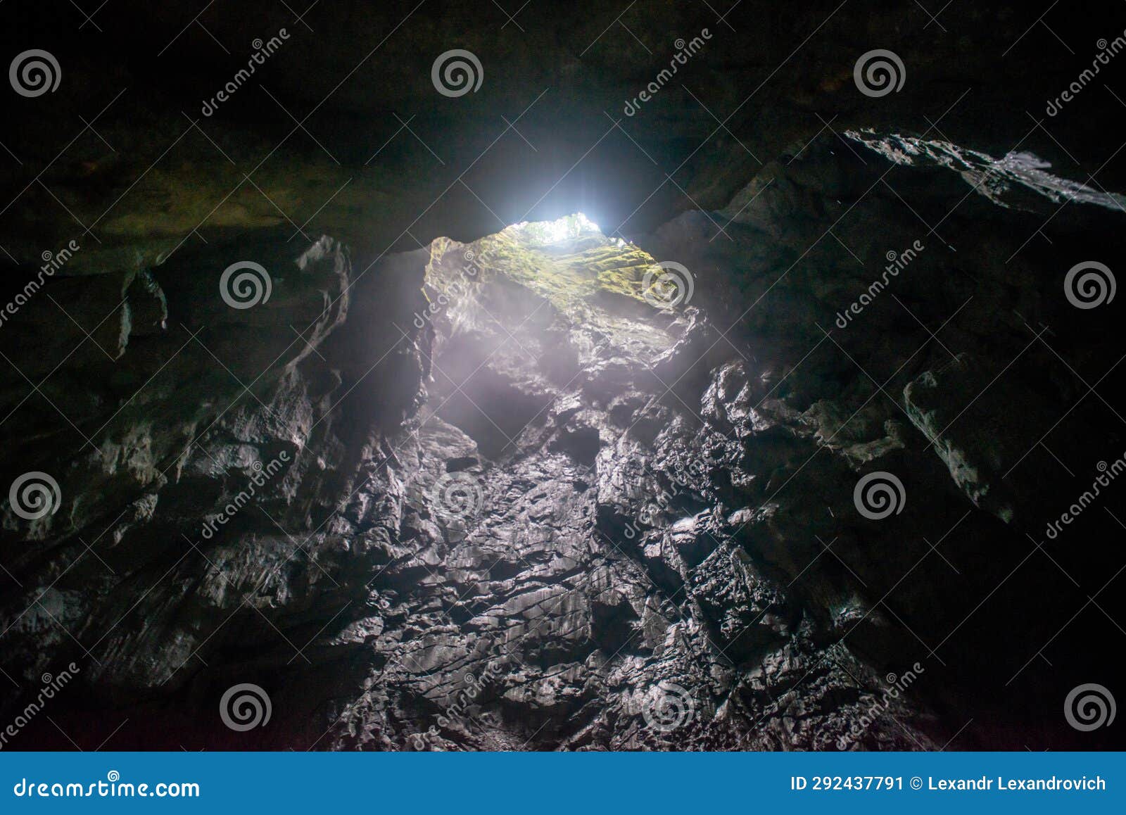light source at wind cave at gunung mulu national park. sarawak.