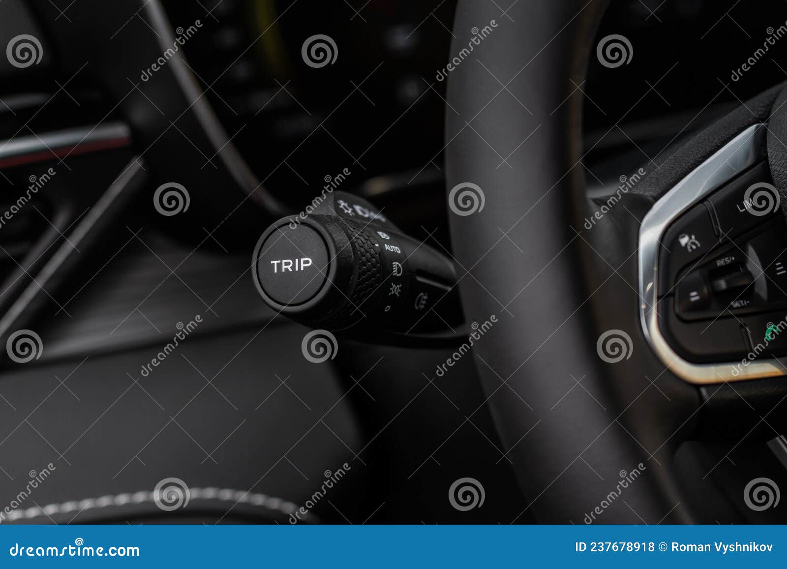 Light Switch Control. Close Up of Car Light Switch and Control