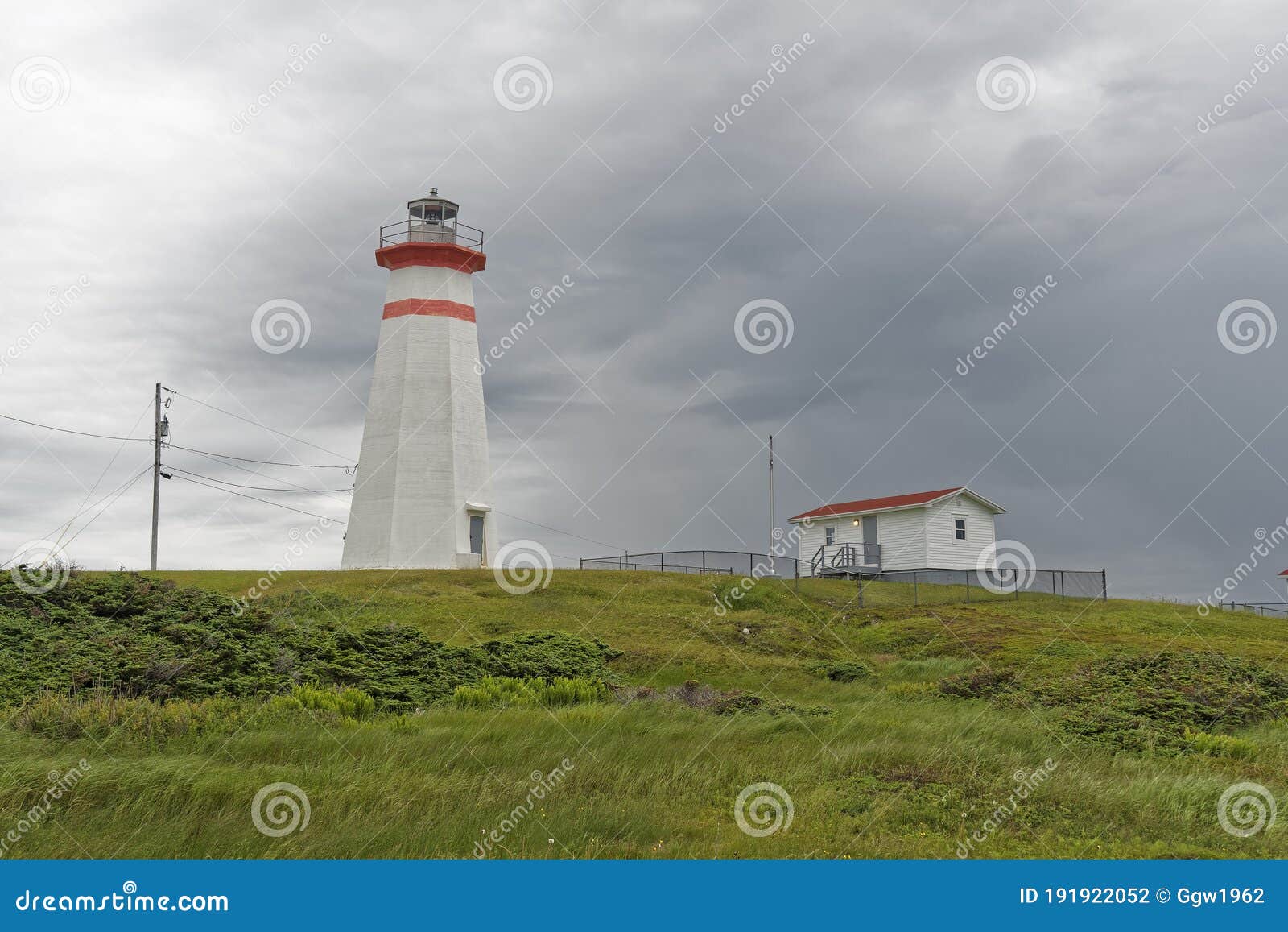 The Light Tower at Cape Ray Stock Photo Image of nautical, cloudy