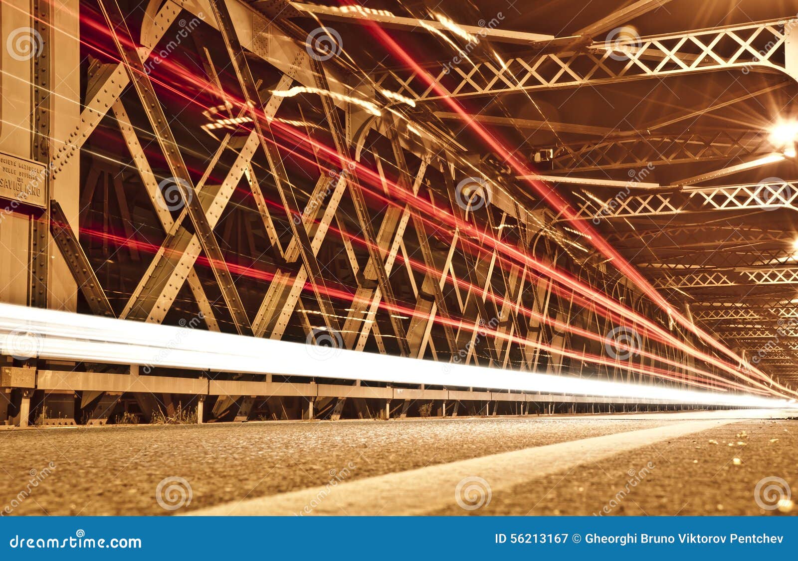 Light Trails on the Bridge, Cremona, Italy Stock Image Image of long