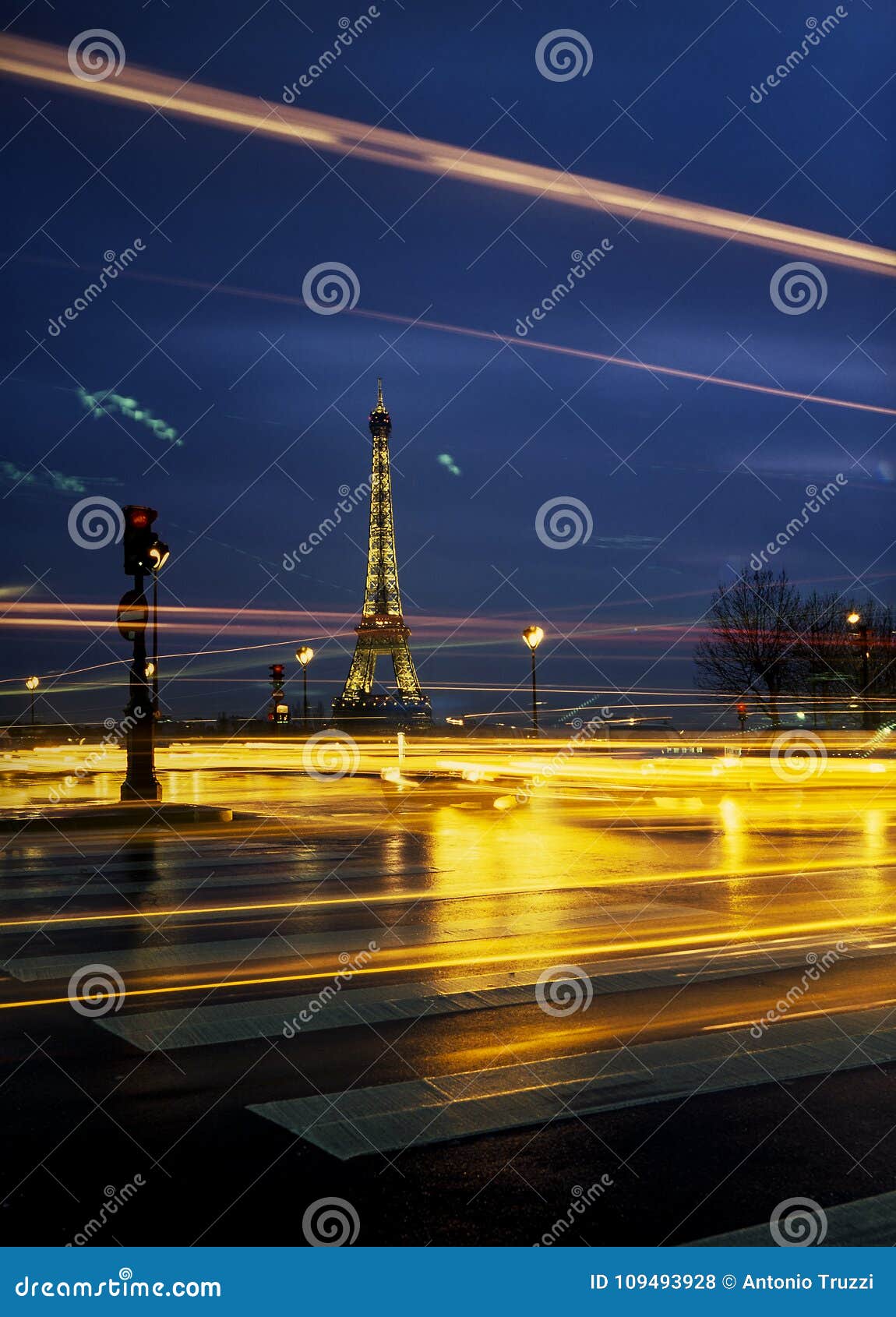 Eiffel Tower in Paris at Night Editorial Stock Photo Image of place