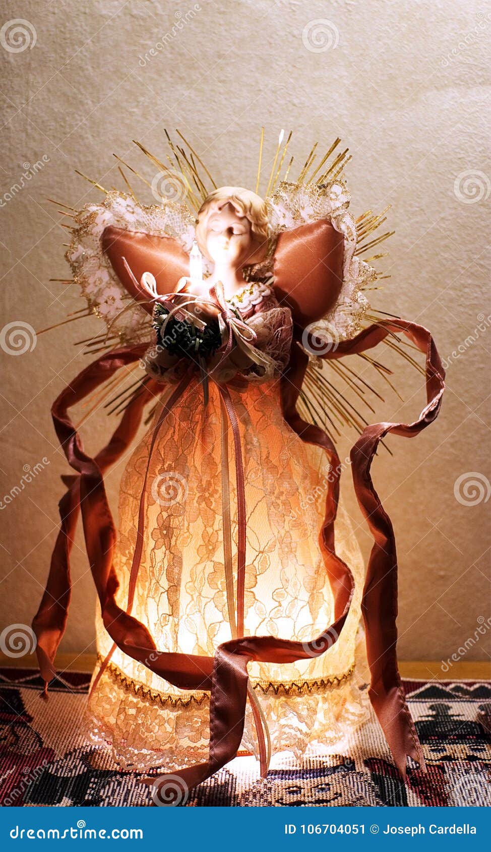 Light Up Christmas Tree Angel Stock Image Image of ribbon, season